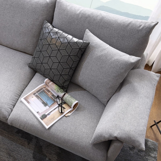 Contemporary Deep White L Shaped Fabric Corner Sofa