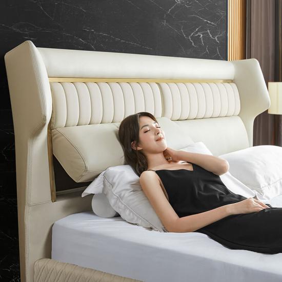 Leather Upholstered Platform Bed Frame