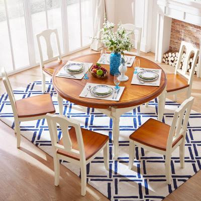  Western style round wood dining table Dining Set Kitchen Table Included Dining Chairs LSN2R 