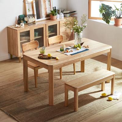  LINSY Wooden Dining Table Natural Solid Wood Kitchen Table CR2R-D 
