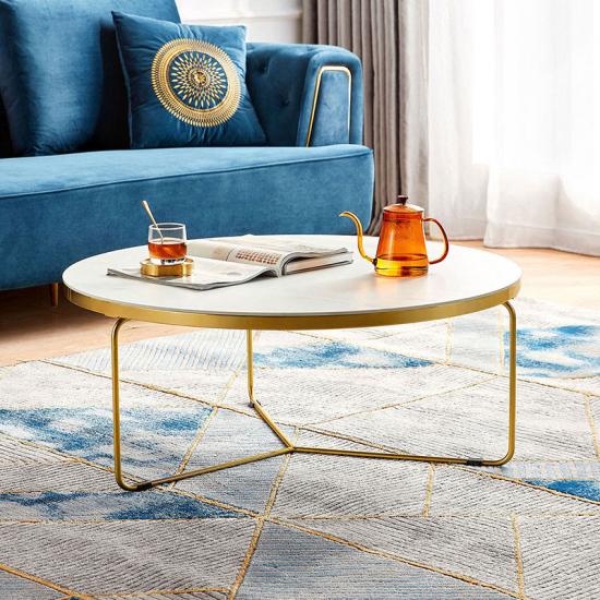 Large Coffee Accent Table, Bedside Table, Modern Style, for Living Room, Balcony, Bedroom, Gold