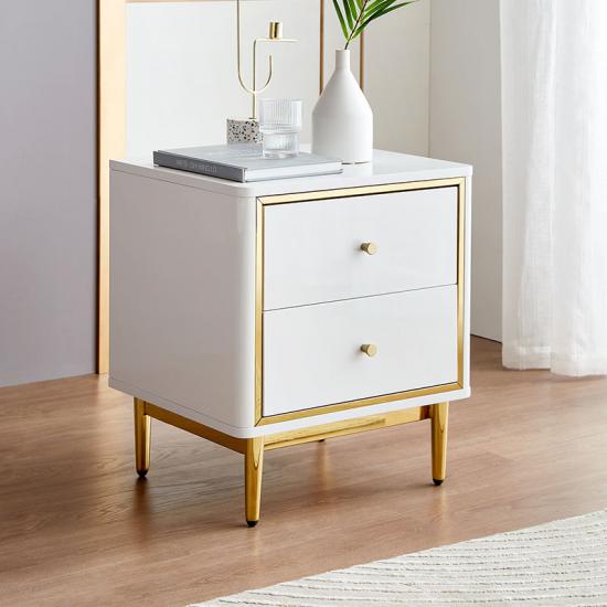 White Luxury Modern Corner Bedside Beds Table