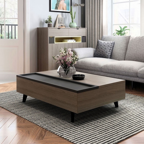 Wide Solid Wood Coffee Table With Drawers
