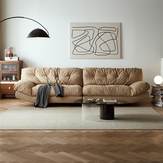 Sofá cama LINSY suave y cómodo marrón con reposamanos grande TBS009

