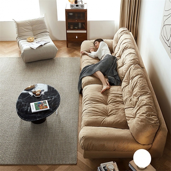 Sofá cama LINSY suave y cómodo marrón con reposamanos grande TBS009
