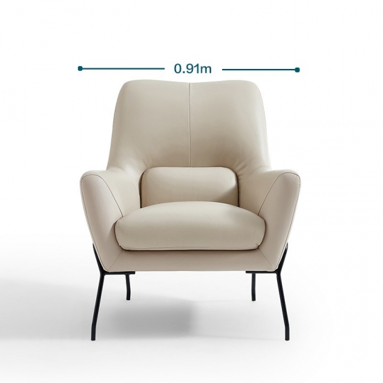 LINSY Modern White Living Room Accent Chair Microfibra Leather Slipper Chair TDY42-A
