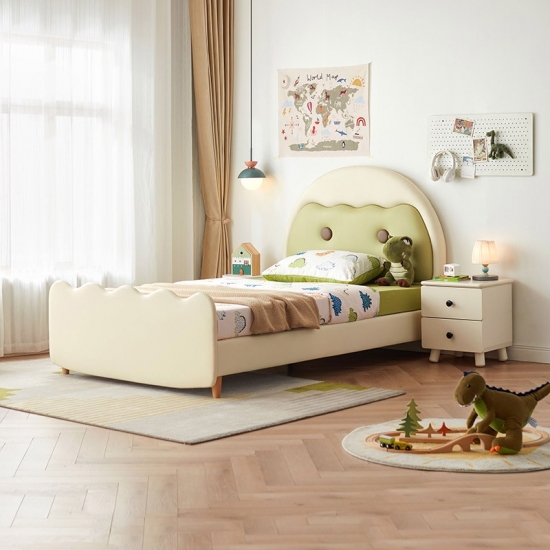 Wooden Leather Children Bed Kids Bed