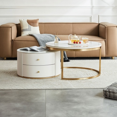 Round Coffee Table with Marble