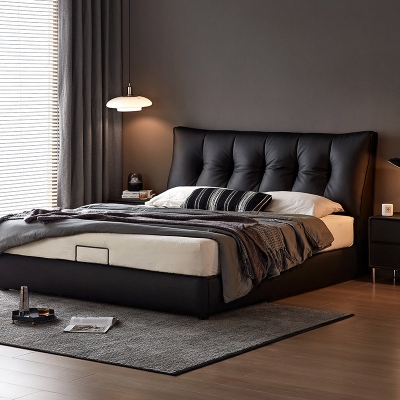 Elegance Black Leather Double Bed